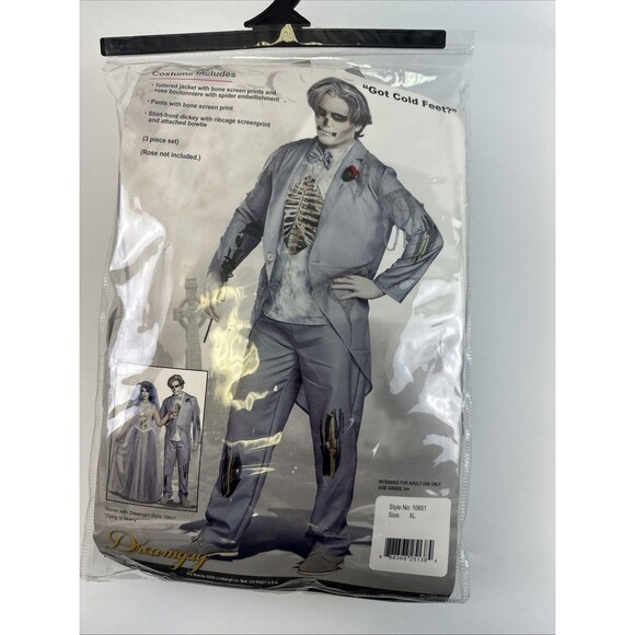 Dreamguy Dead Groom “Got Cold Feet?” Costume Skeleton Men XL Pants Jacket Dickey - Picture 1 of 15